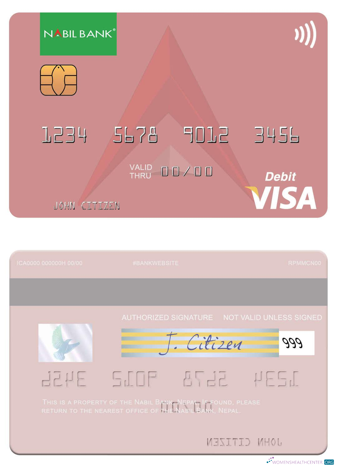 Download Nepal Nabil Bank visa debit card Photoshop template